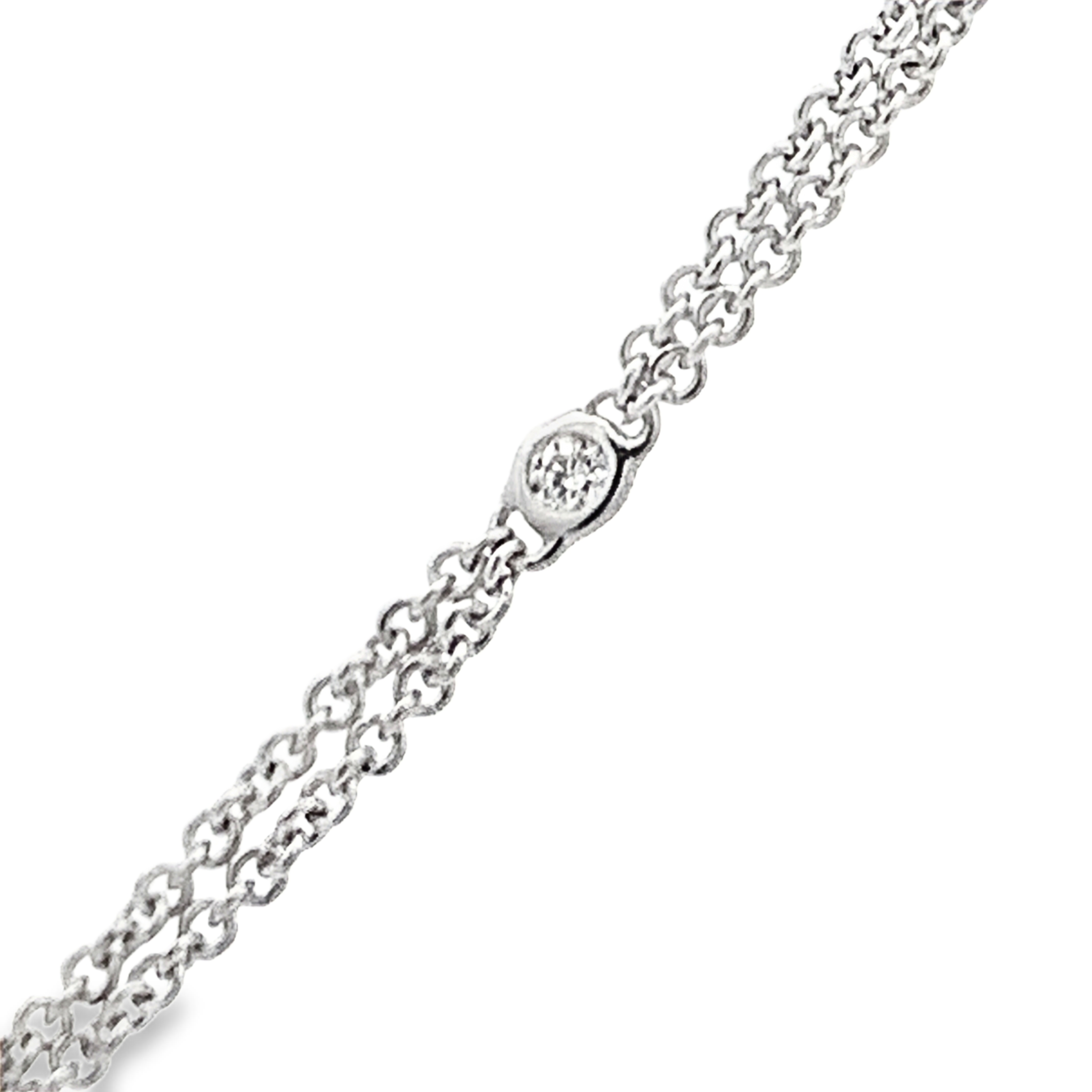 18K White Gold Sapphire and Diamond Double Chain Necklace