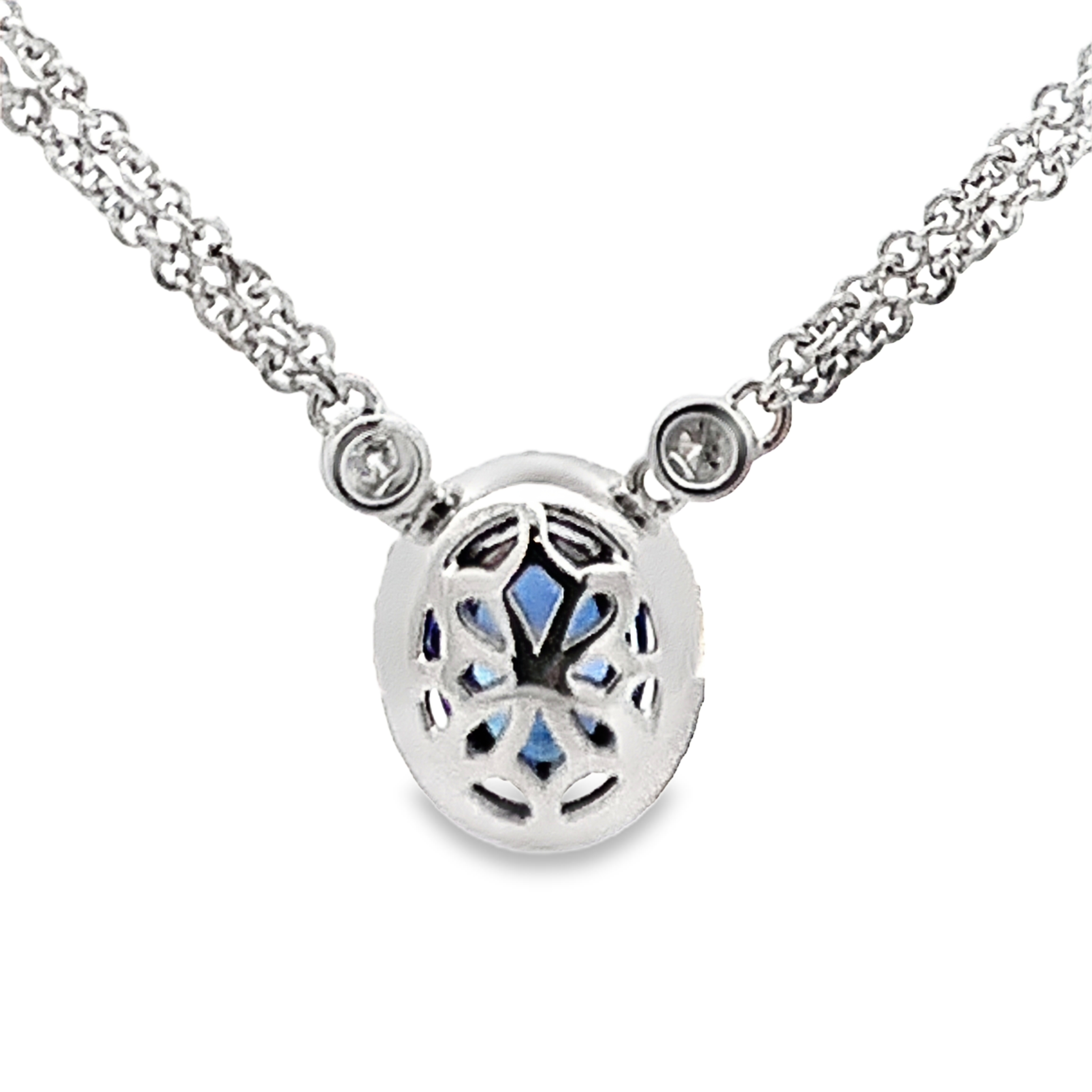 18K White Gold Sapphire and Diamond Double Chain Necklace