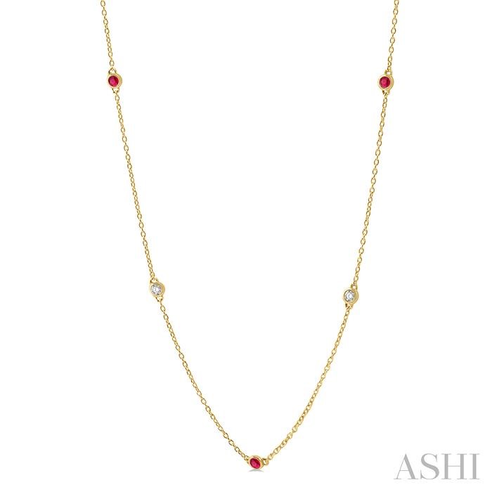 14K Yellow Gold Ruby and Diamonds By The Yard Necklace