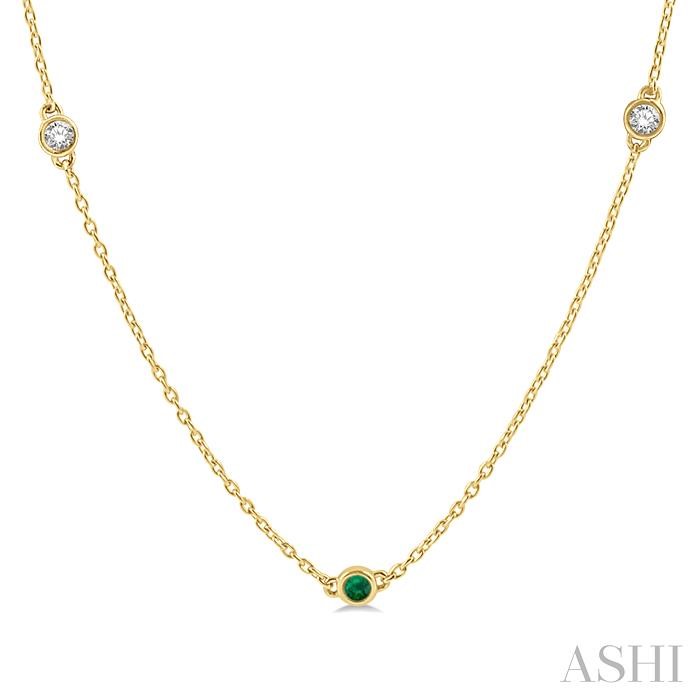 14K Yellow Gold Emerald and Diamonds By The Yard Necklace