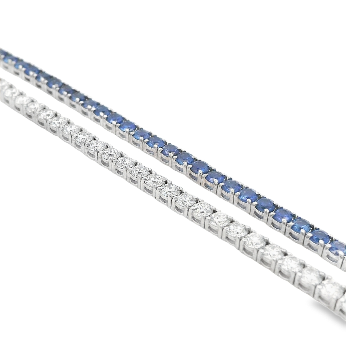 Norman Silverman 18K White Gold Sapphire & Diamond Double Tennis Bracelet