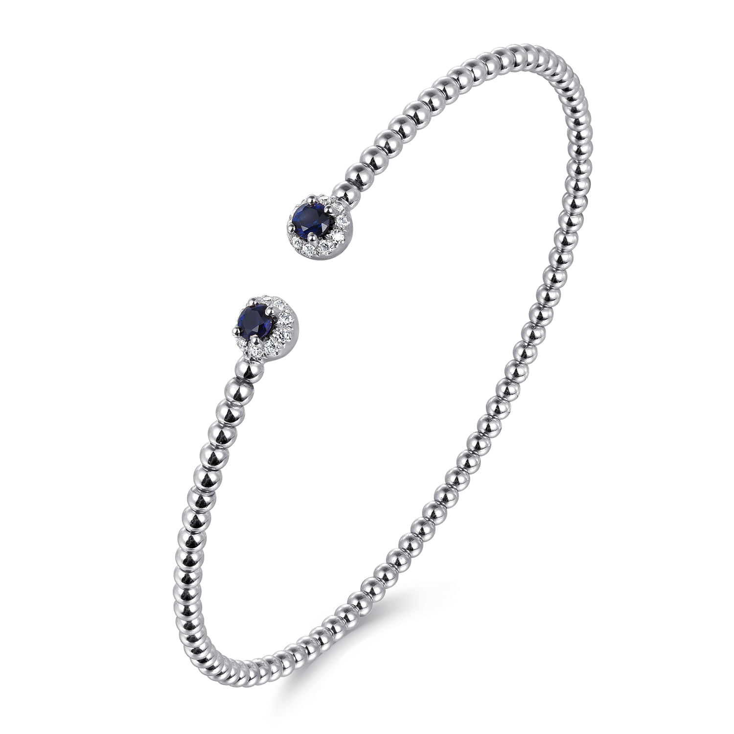 Gabriel & Co. 14K White Gold Bujukan Bead Sapphire & Diamond Split Cuff