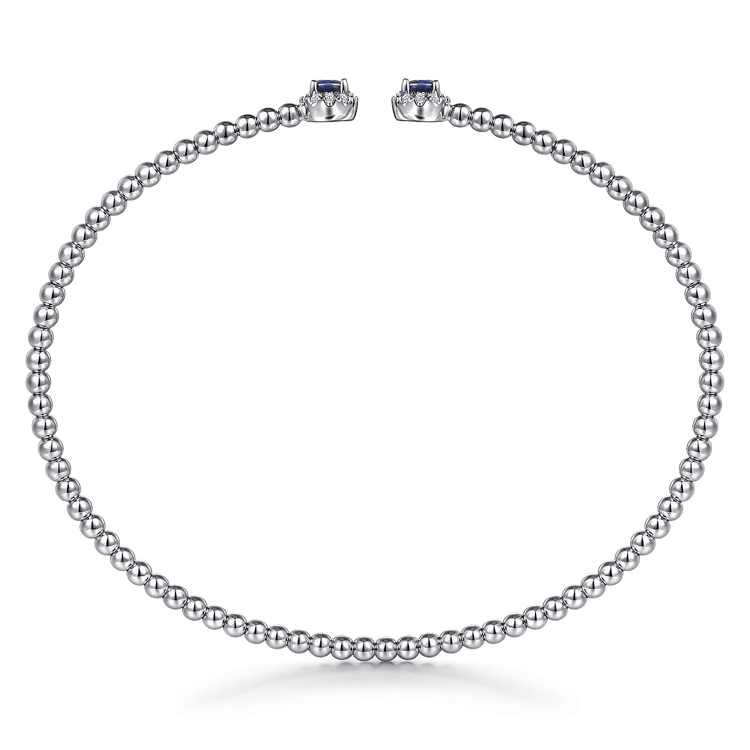 Gabriel & Co. 14K White Gold Bujukan Bead Sapphire & Diamond Split Cuff