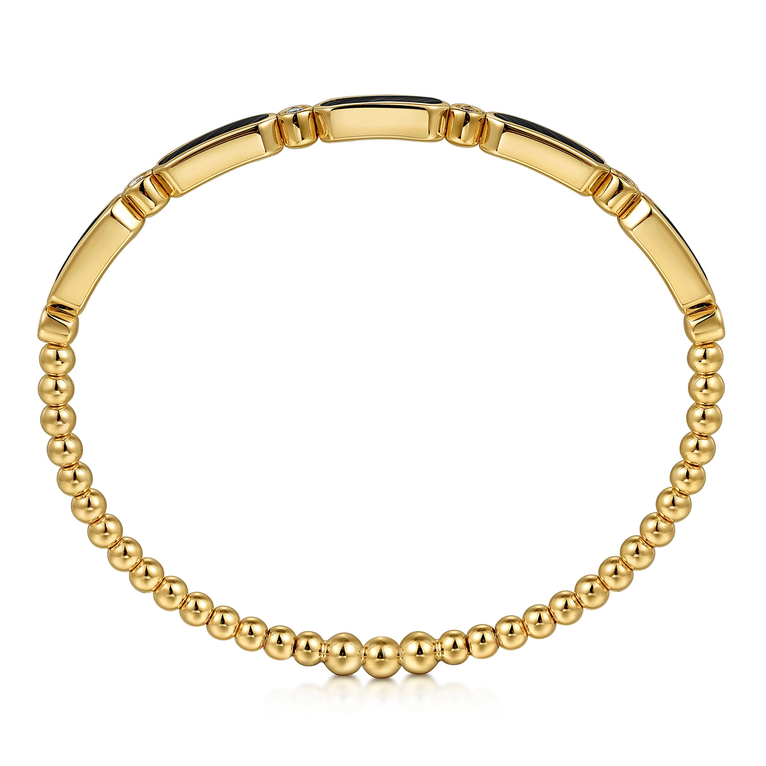 Gabriel & Co. 14K Yellow Gold Bujukan Onyx & Diamond Locking Bangle