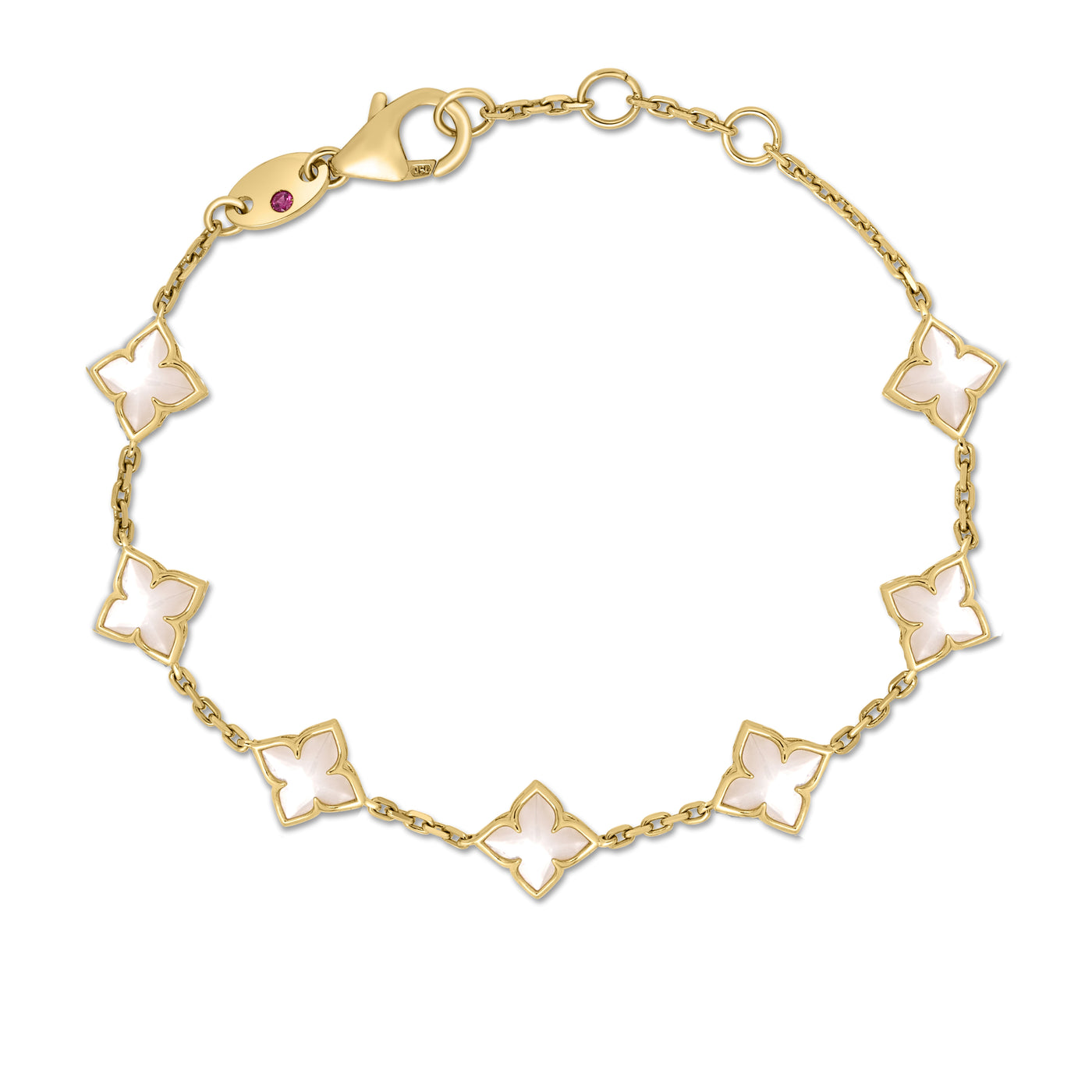 Roberto Coin 18K Yellow Gold Venetian Princess Carnival Mother of Pearl Flower Station Bracelet 7