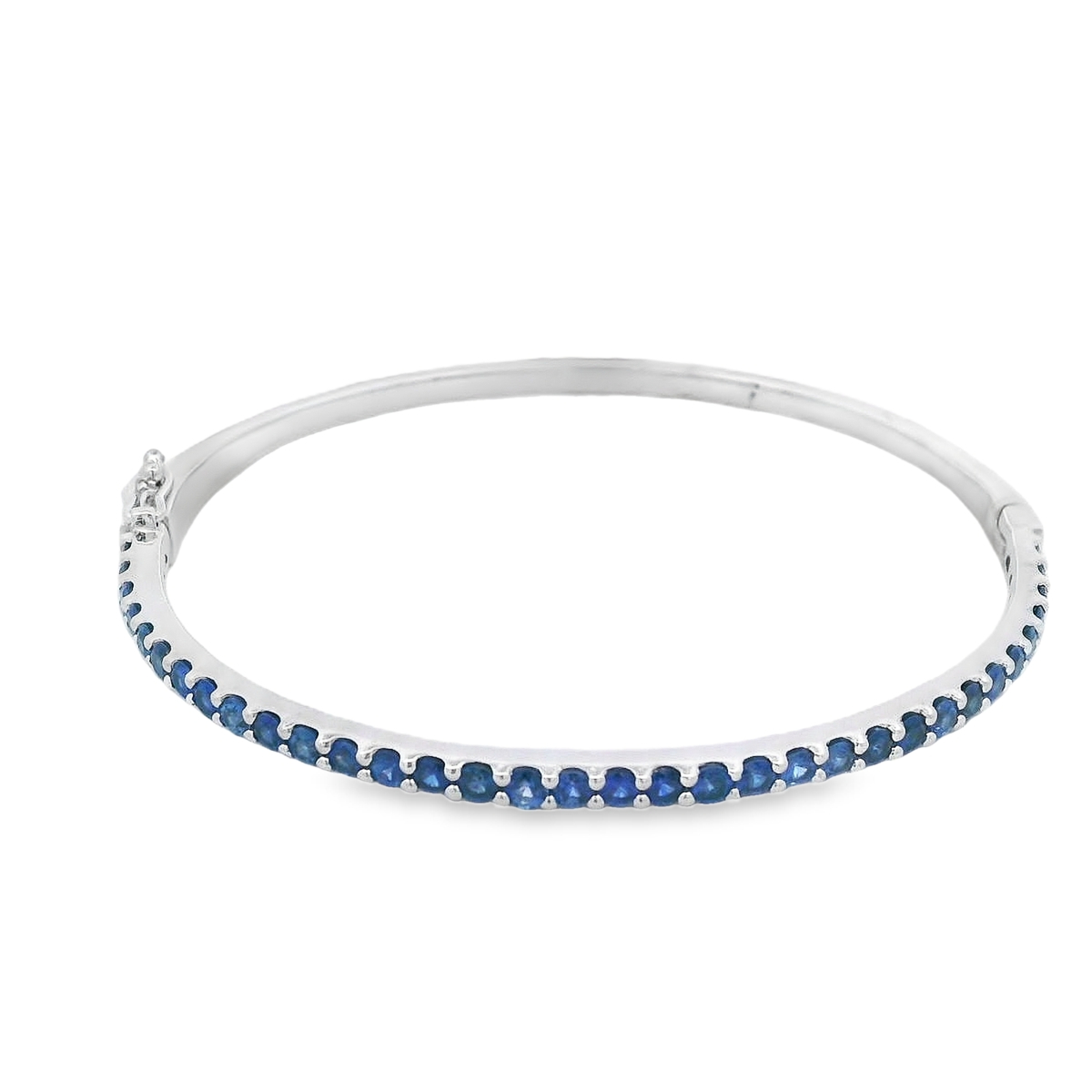Norman Silverman 14K White Gold Blue Sapphire Bangle