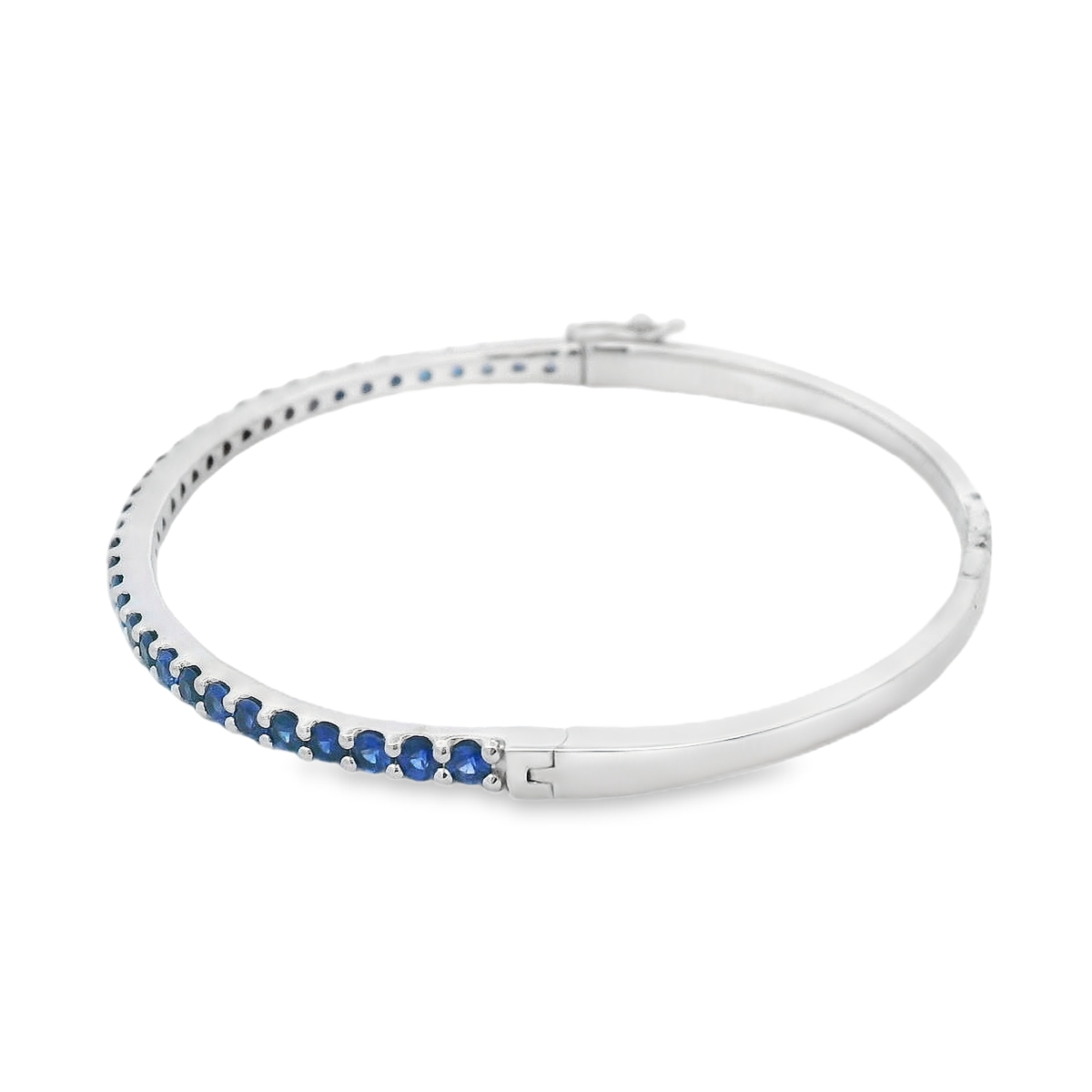 Norman Silverman 14K White Gold Blue Sapphire Bangle