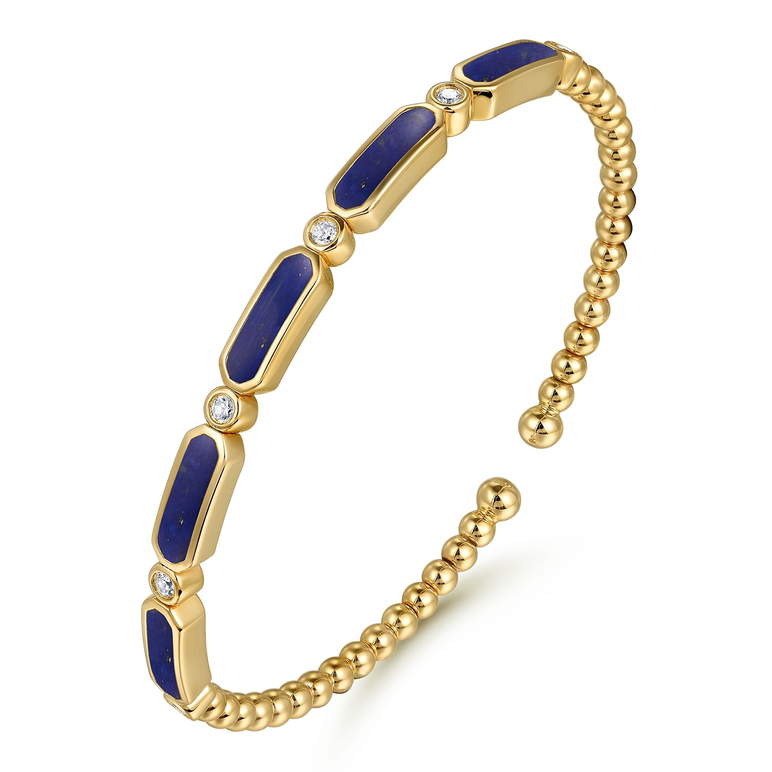 Gabriel & Co. 14K Yellow Gold Bujukan Lapis & Diamond Bangle