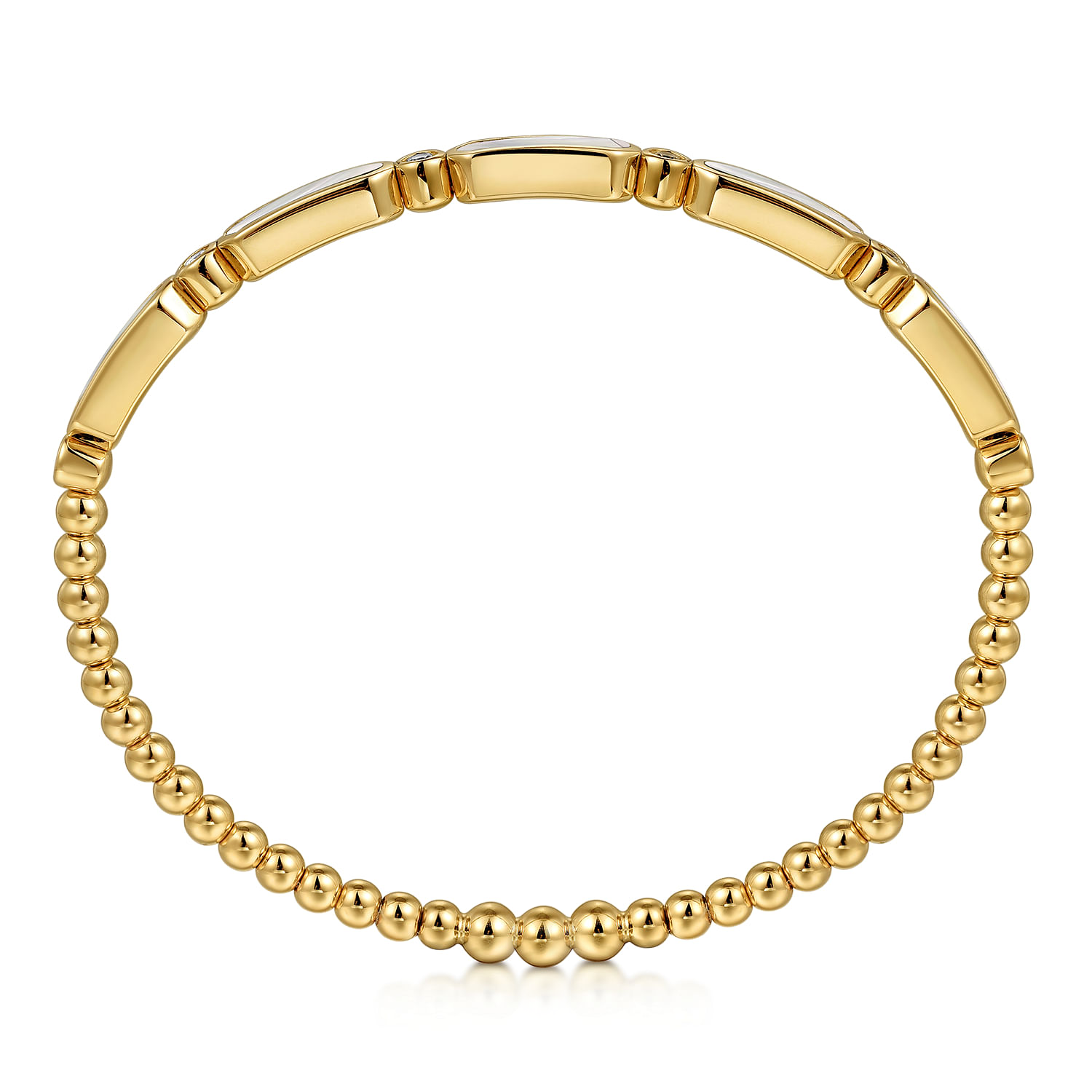 Gabriel & Co. 14K Yellow Gold Bujukan Mother of Pearl & Diamond Locking Bangle