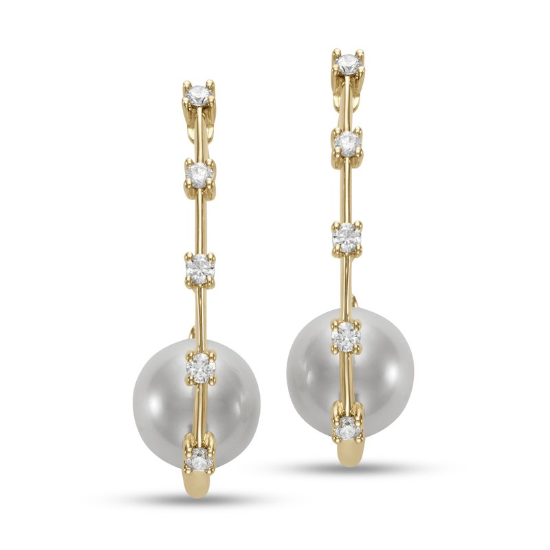 Mastoloni 18K Yellow Gold Pearl and Diamond Accent Hoops