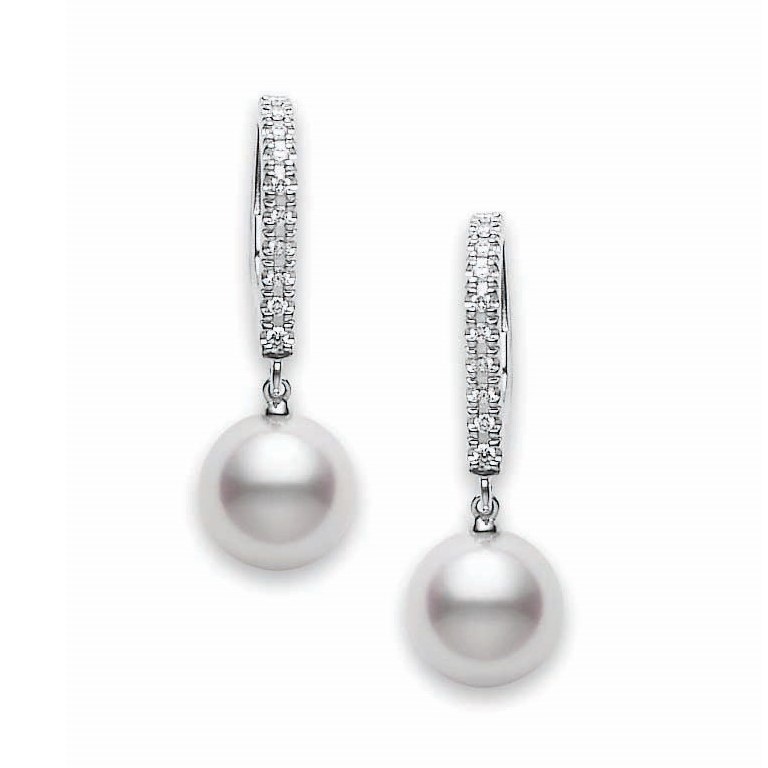 Mikimoto 18K White Gold Classic Elegance Akoya Pearl Lever Back Earrings