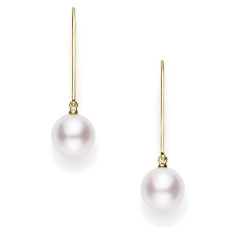 Mikimoto 18K Yellow Gold Lever Back 7mm Pearl Earrings