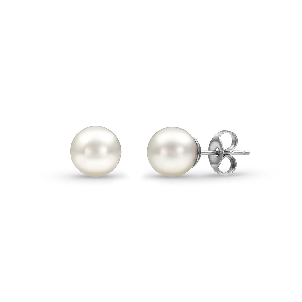 14K White Gold 5.5-6.0mm Akoya Pearl Studs
