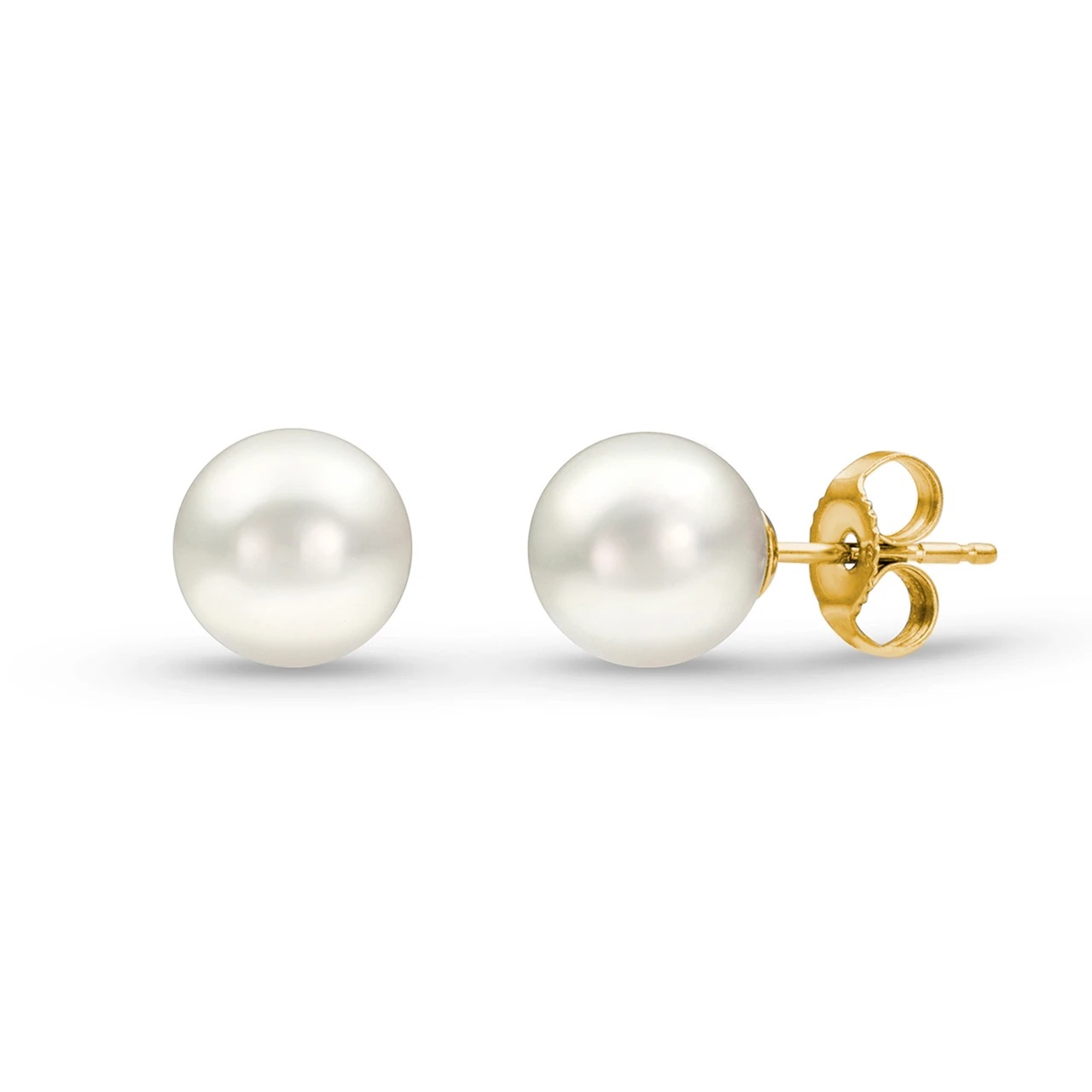 14K Yellow Gold 6.5-7.0mm Akoya Pearl Studs