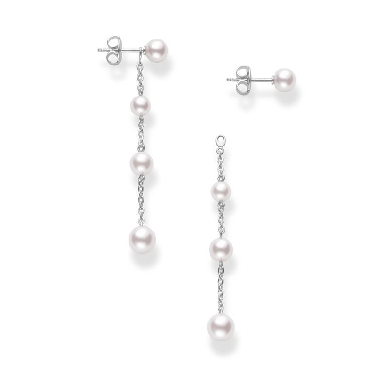 Mikimoto 18K White Gold Akoya Pearl Convertible Drop Earrings