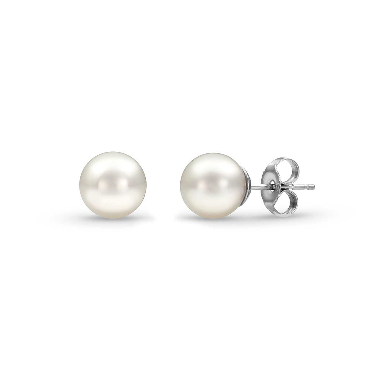 14K White Gold 5.5-6.0mm Akoya Pearl Studs