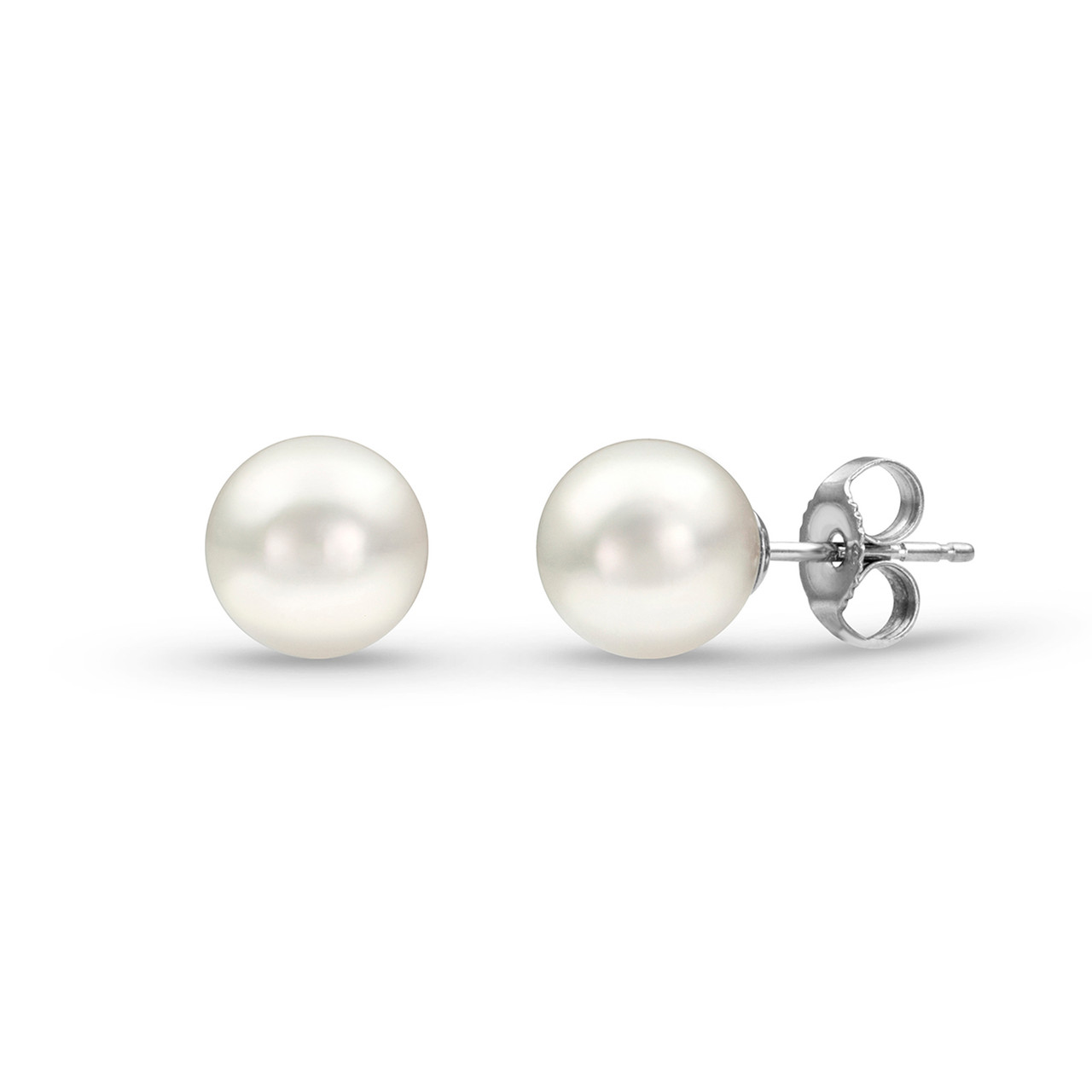 14K White Gold 6.0-6.5mm Akoya Pearl Studs