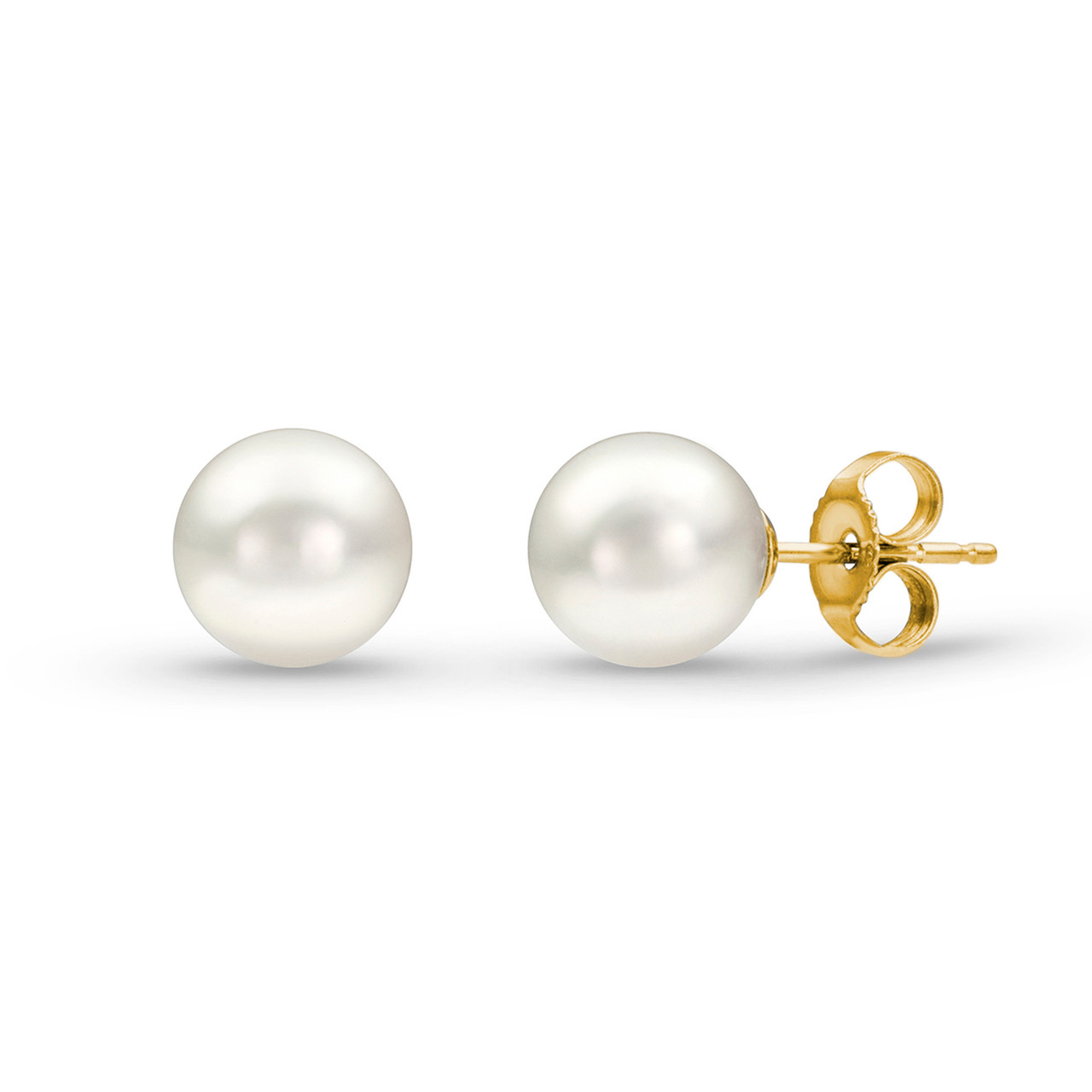 14K Yellow Gold 6.5-7.0mm Akoya Pearl Studs