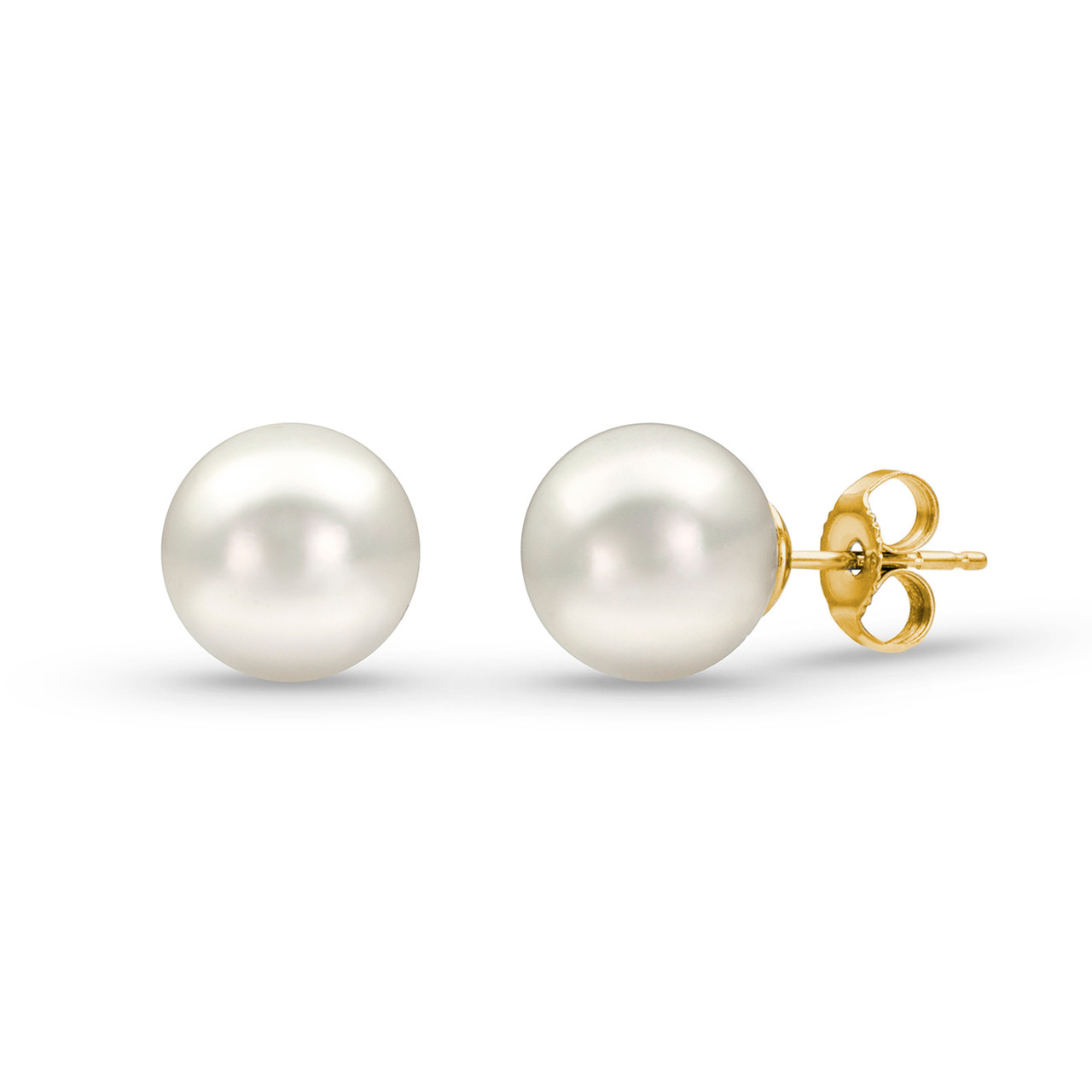 14K Yellow Gold 7.0-7.5mm Akoya Pearl Studs