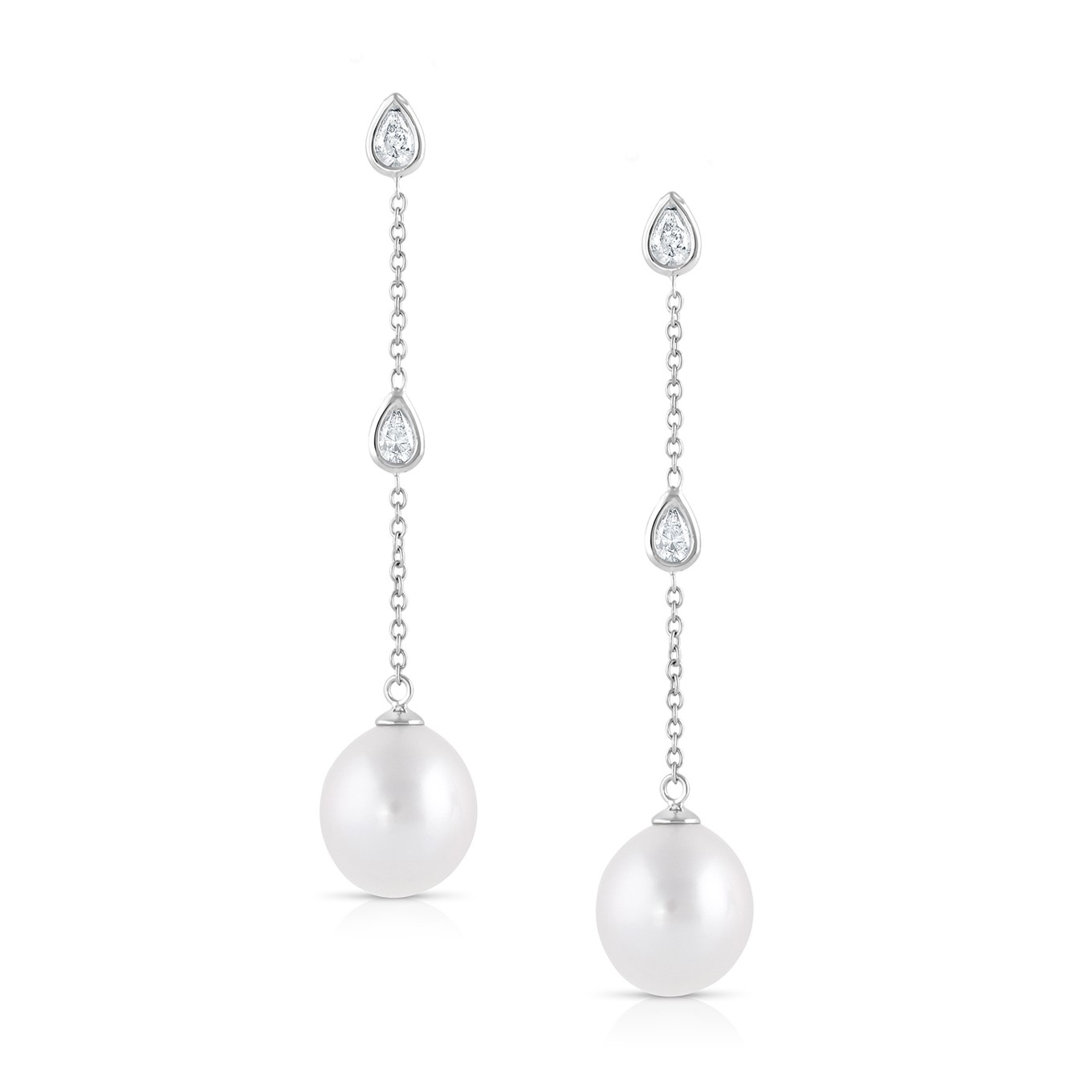 14K White Gold South Sea Pearls Drop Earrings