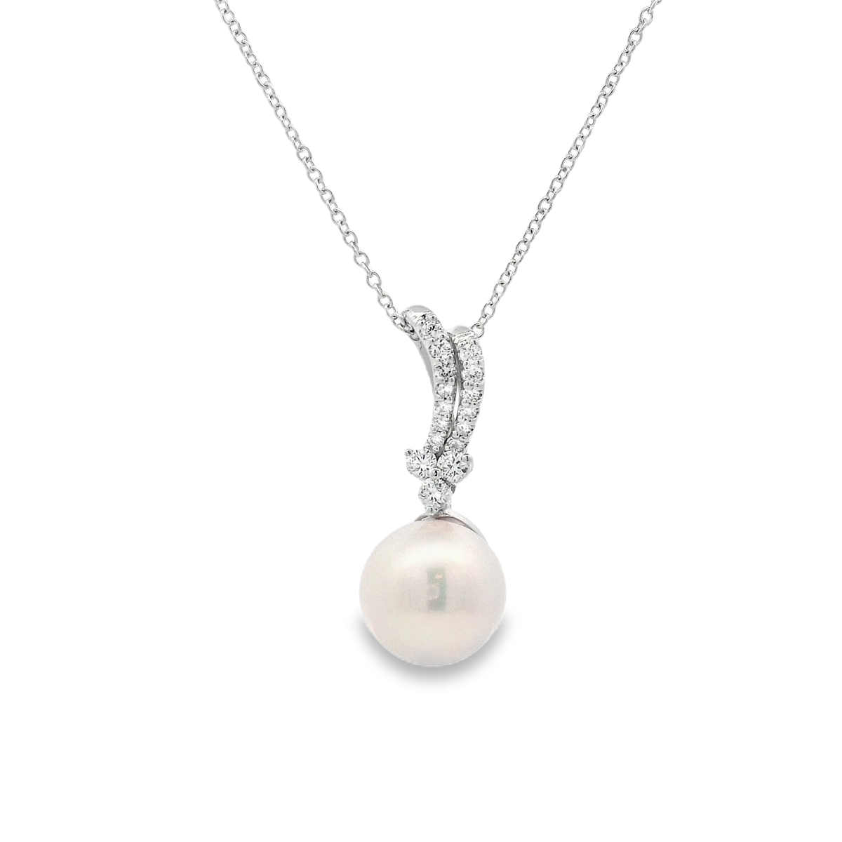 Mastoloni 18K White Gold Pearl and Diamond Pendant