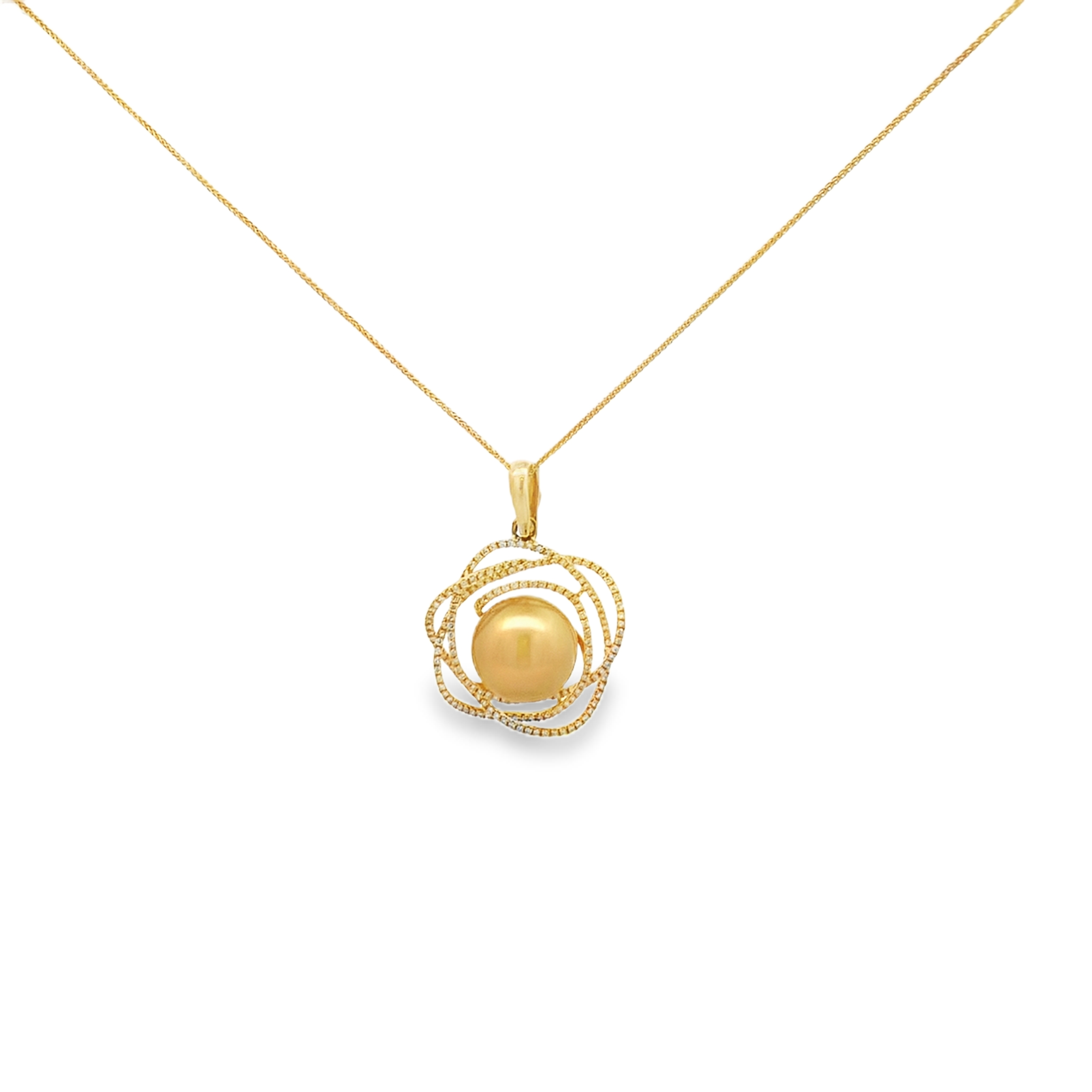 18K Yellow Gold 14mm South Sea Golden Pearl Pendant