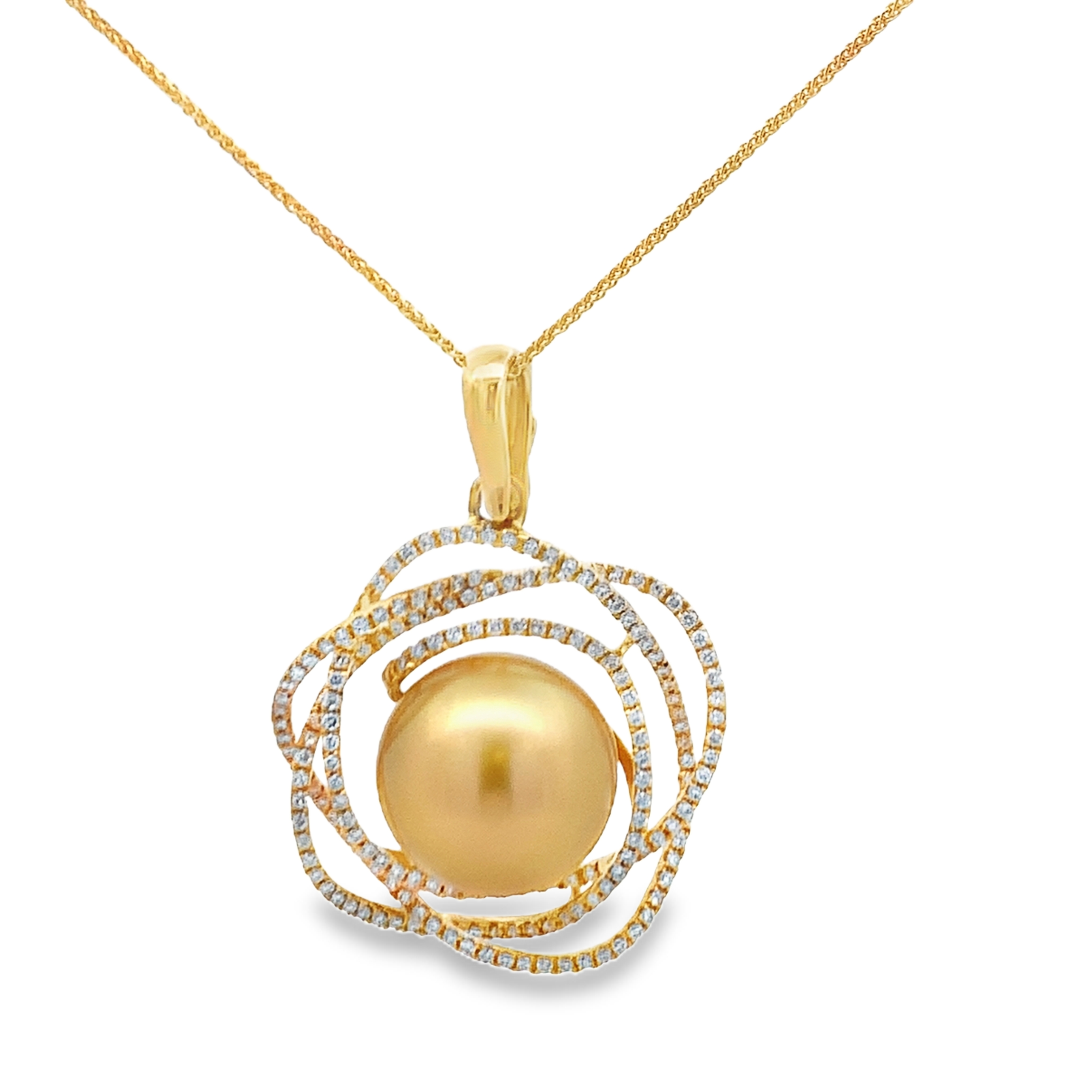 18K Yellow Gold 14mm South Sea Golden Pearl Pendant