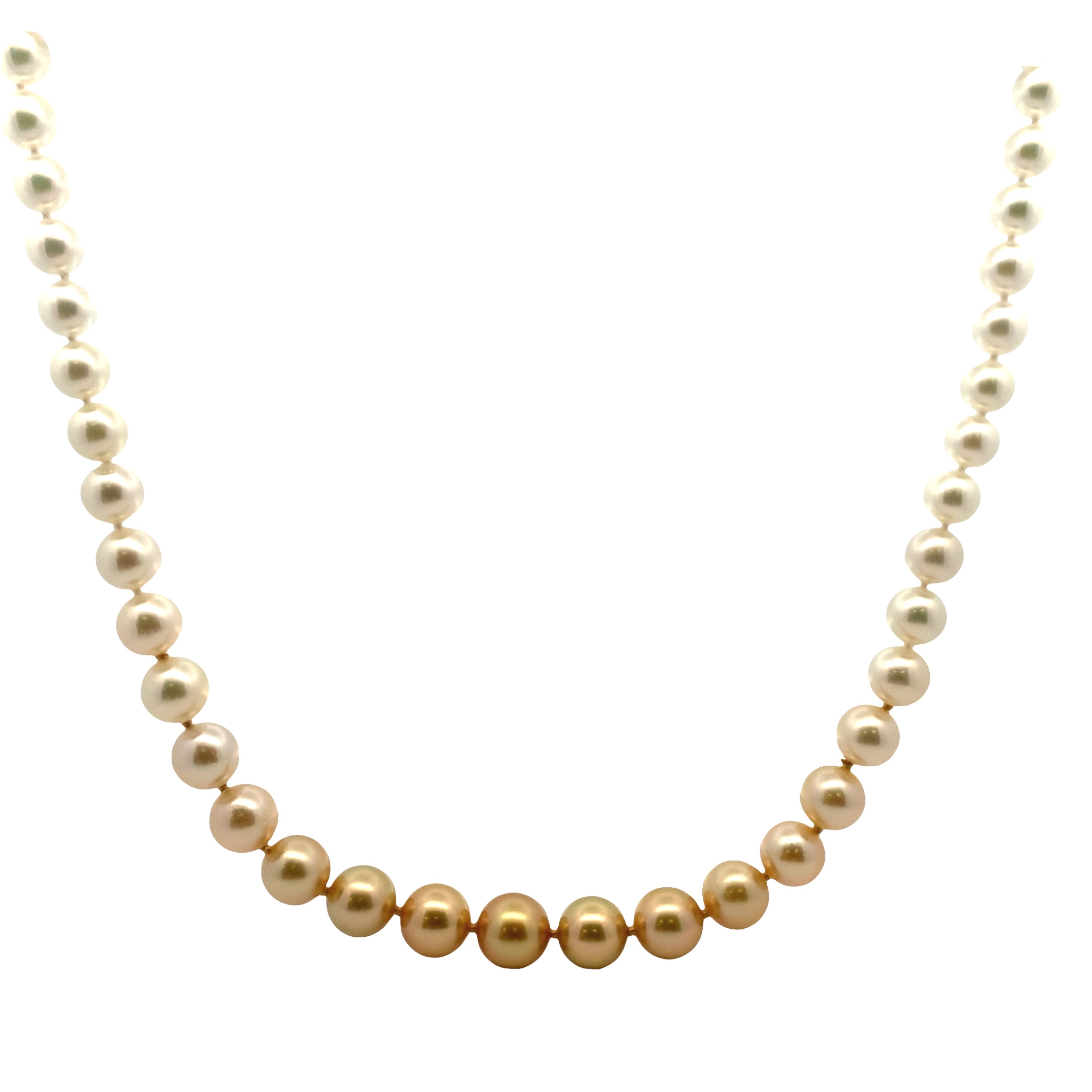 Golden South Sea and White Akoya Graduating Pearl Necklace