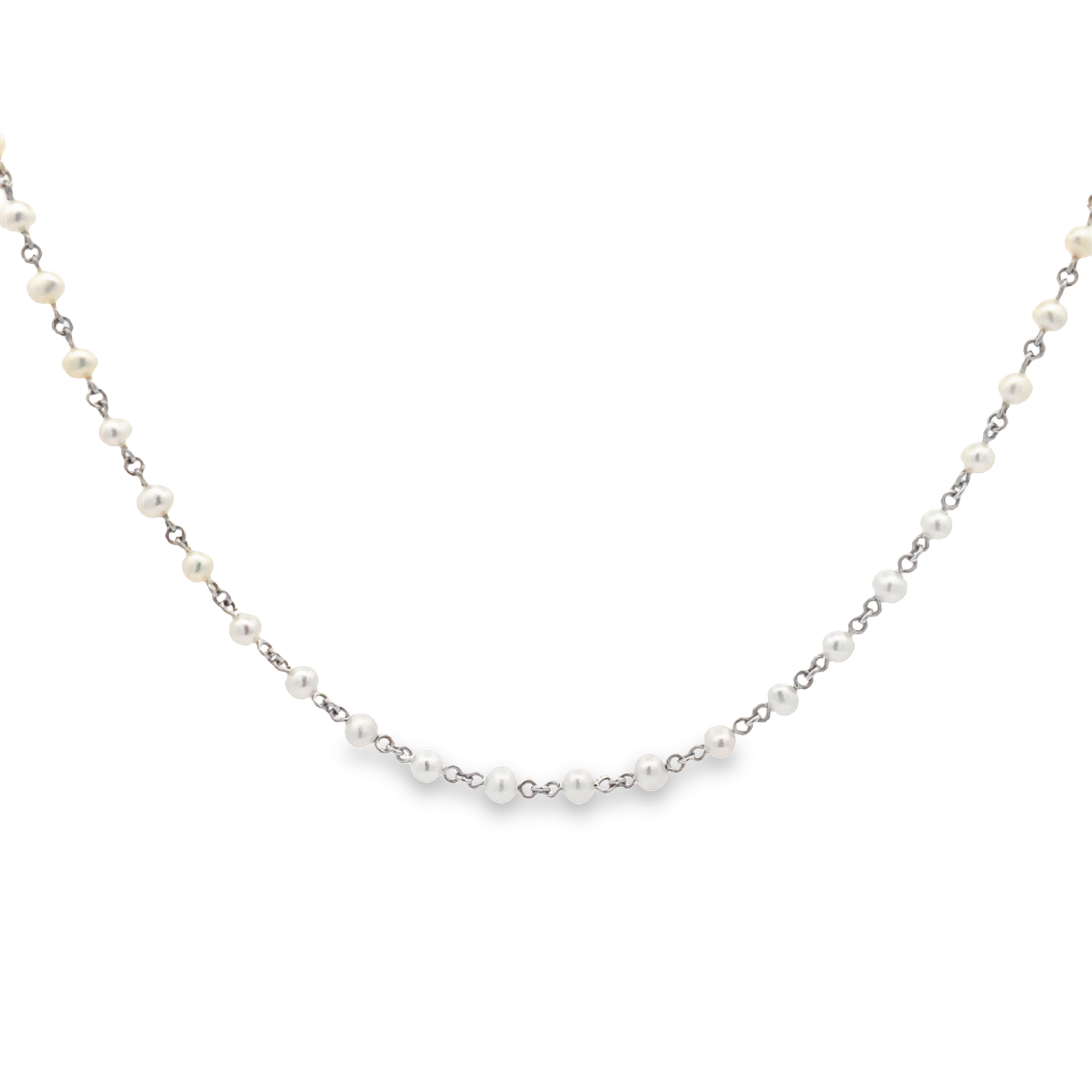 18K White Gold Pearl Chain Necklace