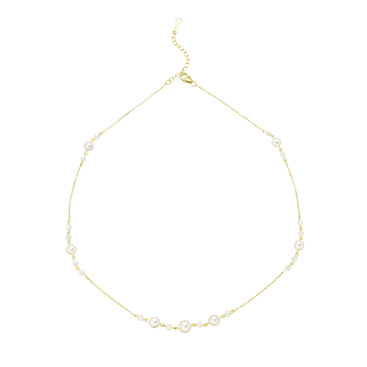 14K Yellow Gold Akoya Pearl Cluster & Chain Necklace