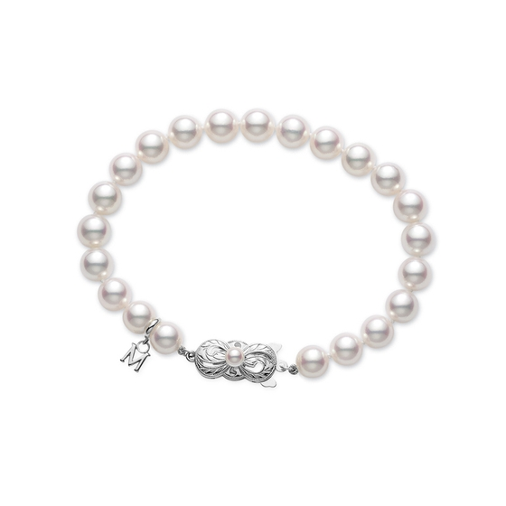 Mikimoto 18K White Gold 7x6.5mm Pearl Strand Bracelet
