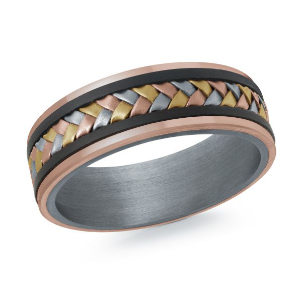 MALO Tantalum and 14K Triple-Tone Handwoven Center Wedding Band