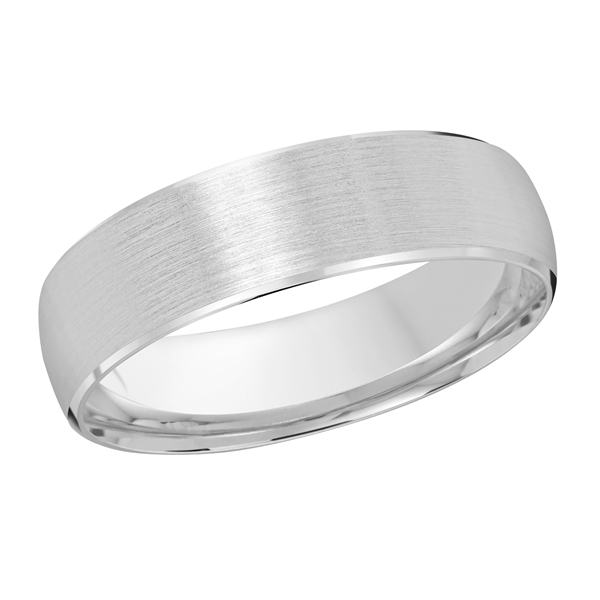 MALO 14K White Gold 6mm Satin & Polished Edge Wedding Band