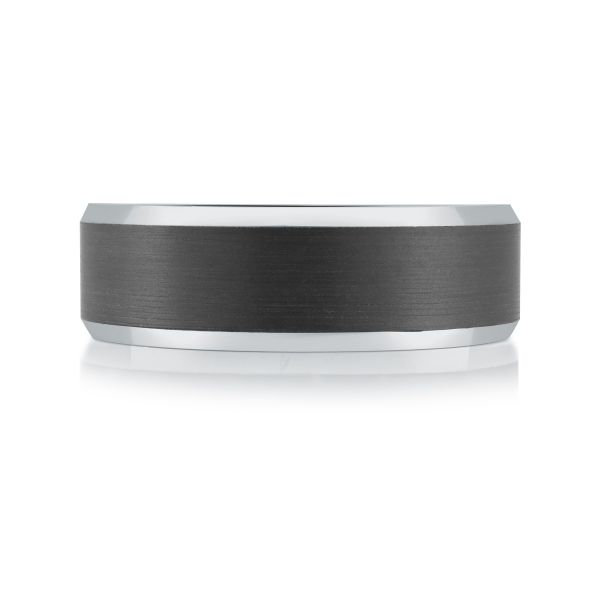 MALO 14K White Gold and Black Carbon Fiber 7mm Wide Wedding Band