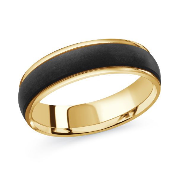 MALO 14K and Black Carbon Fiber 6mm Wide Wedding Band