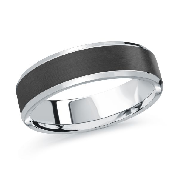 MALO 14K and Black Carbon Fiber 6mm Wide Wedding Band