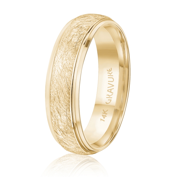 MALO 14K Scratch Center Wedding Band