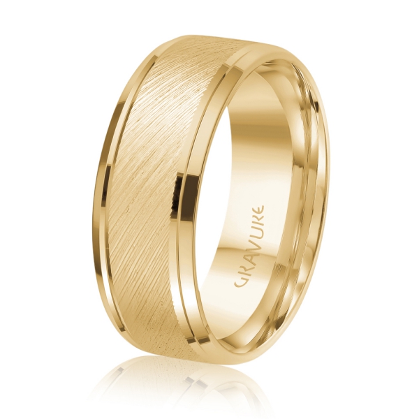 MALO 14K Gravure Satin Center Wedding Band