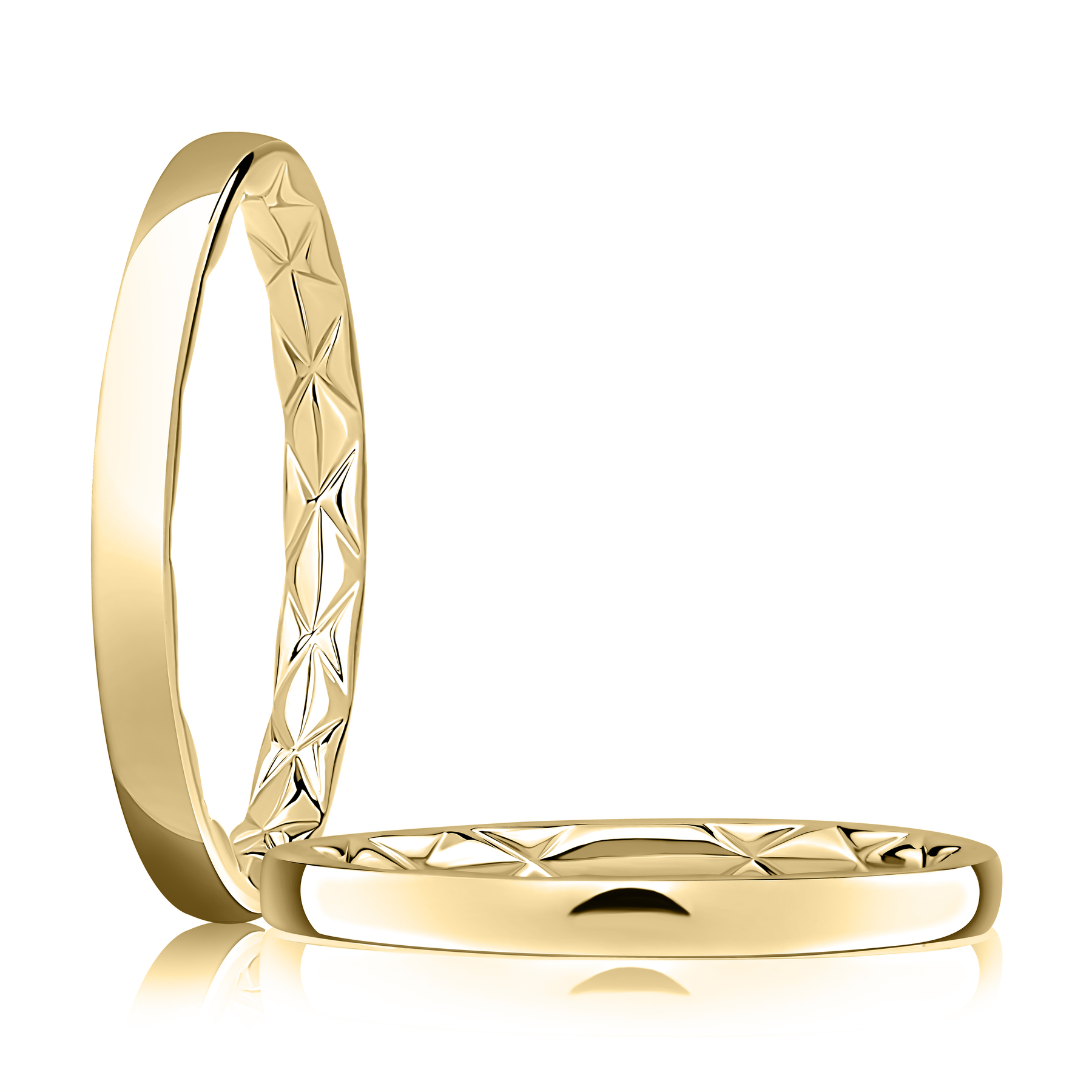 A. Jaffe 14K Yellow Gold 2mm Quilted Interior Wedding Band