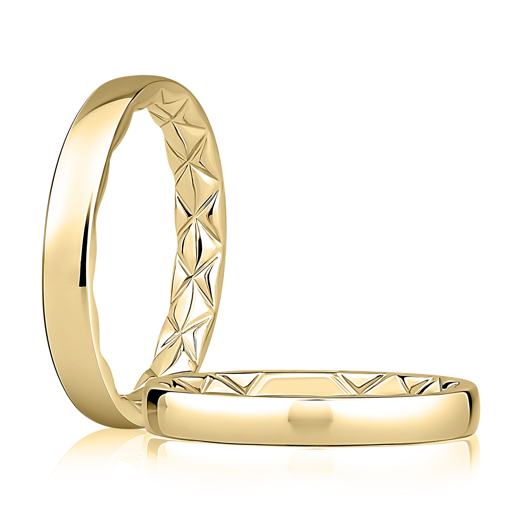 A. Jaffe 14K Yellow Gold 3mm Quilted Interior Wedding Band
