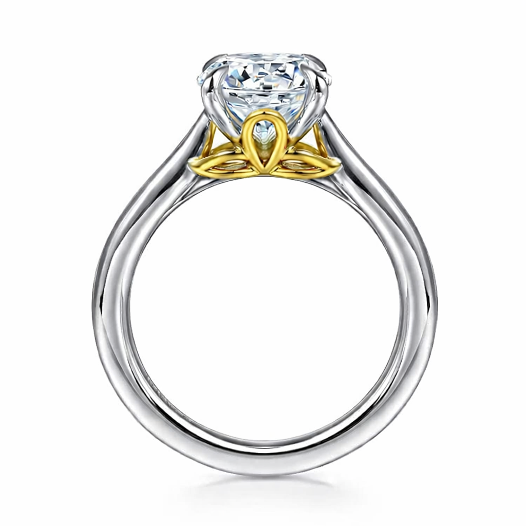 Gabriel & Co. Nelia 14K Two-Tone Lotus Diamond Semi-Mount Engagement Ring Setting