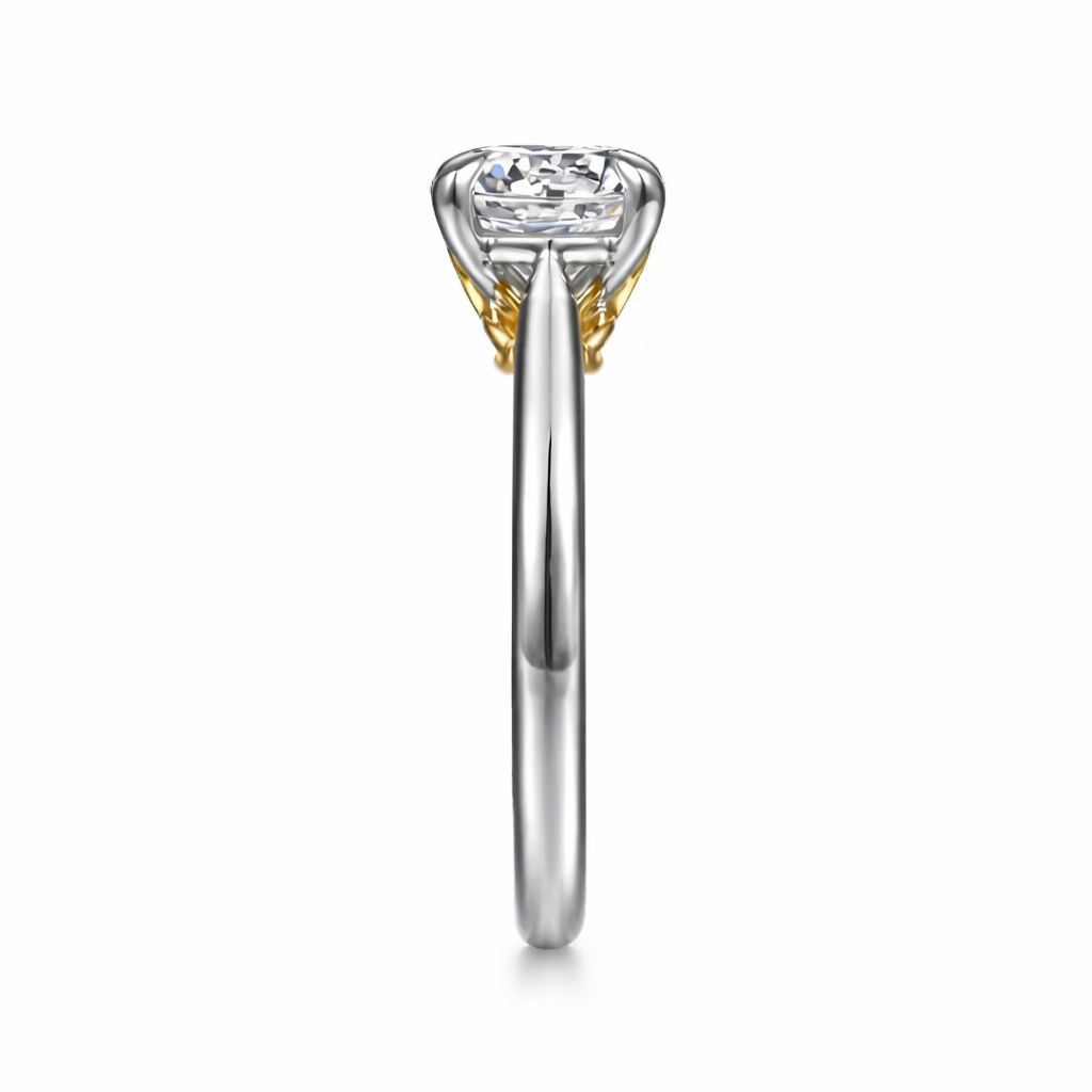 Gabriel & Co. Nelia 14K Two-Tone Lotus Diamond Semi-Mount Engagement Ring Setting