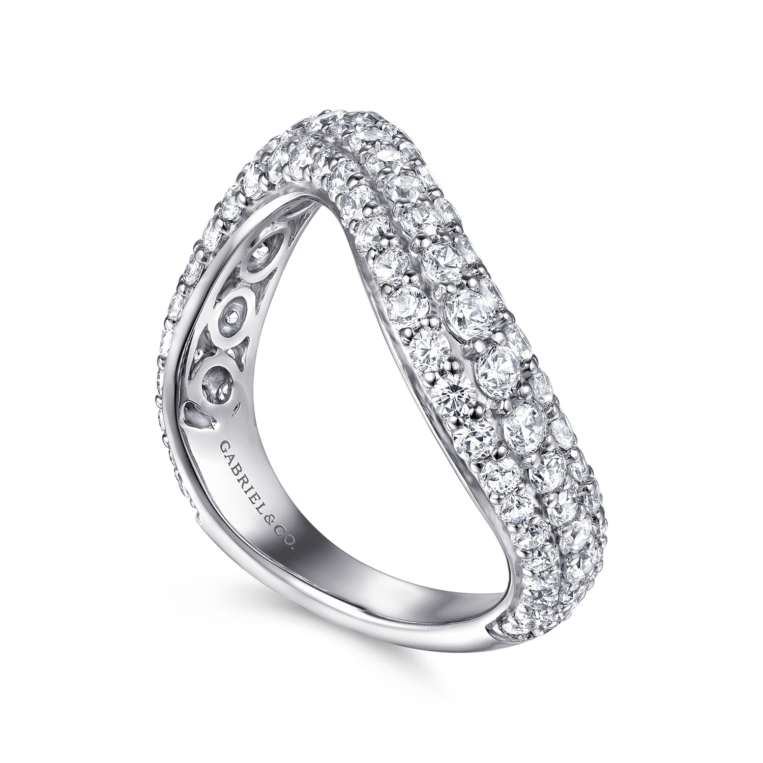 Gabriel & Co. 14K White Gold Diamond Wave Stackable Ring