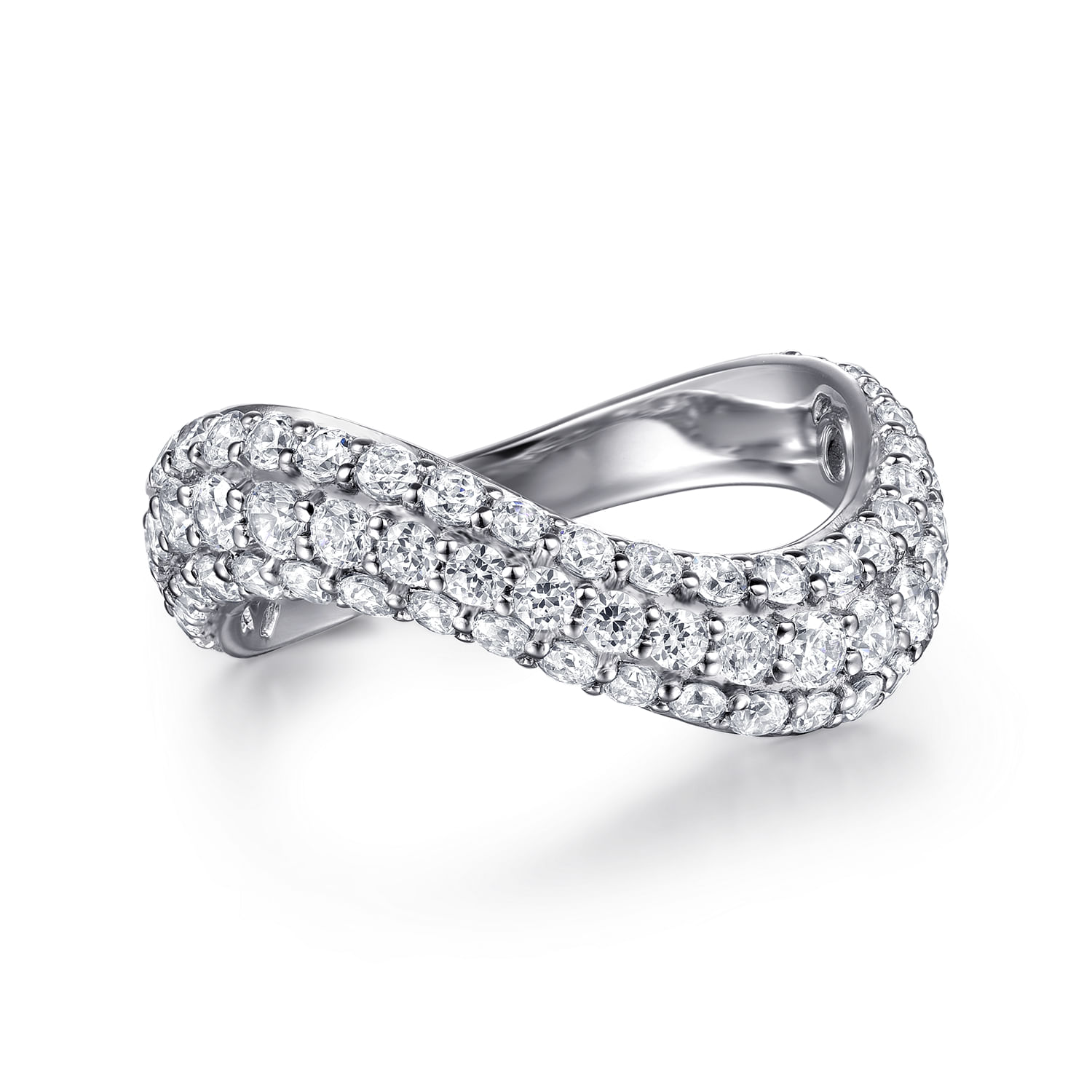 Gabriel & Co. 14K White Gold Diamond Wave Stackable Ring