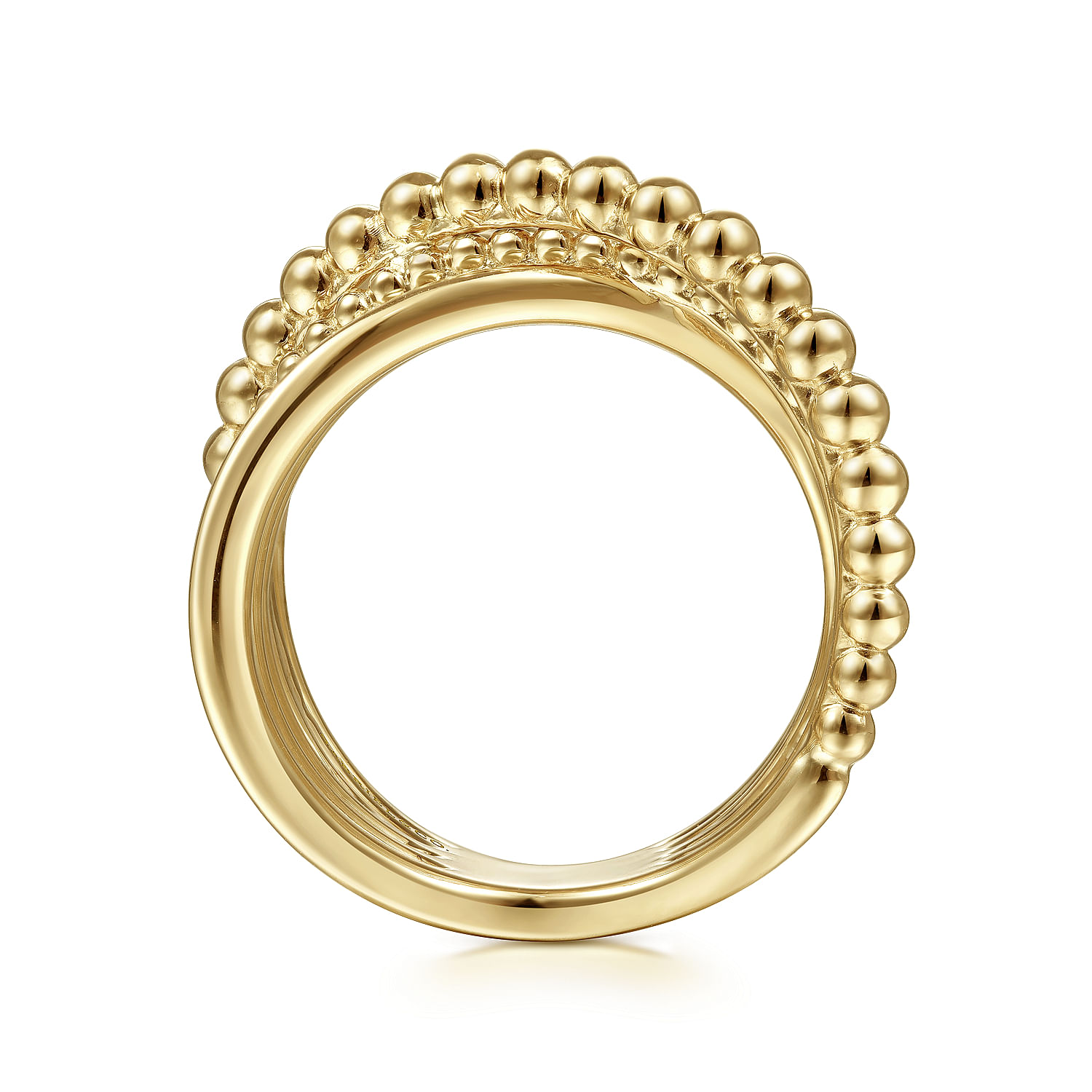 Gabriel & Co. 14K Yellow Gold High Polished Bujukan Bead Criss Cross Ring