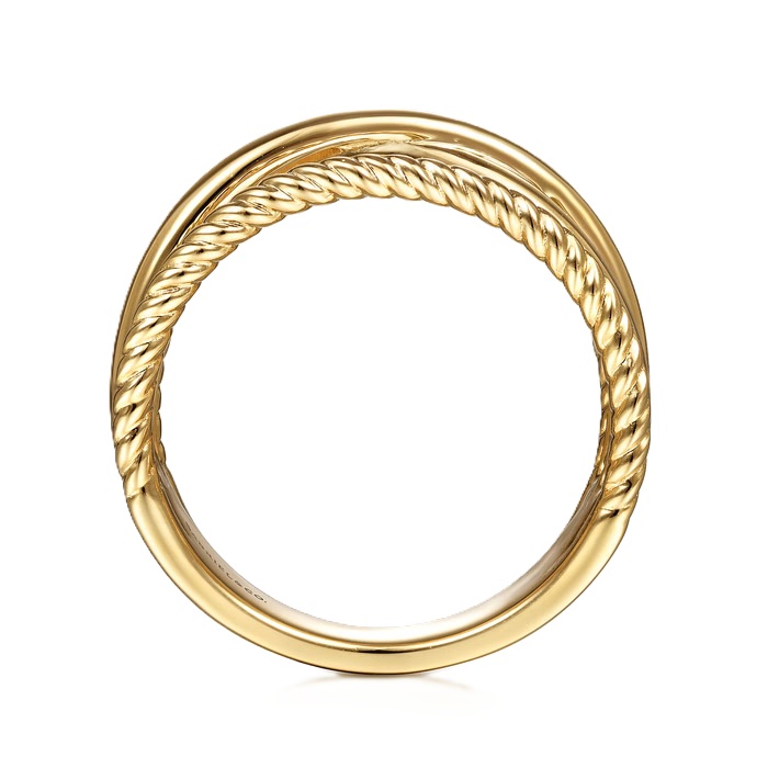 Gabriel & Co. 14K Yellow Gold Hampton Twisted and Plain Criss Cross Ring