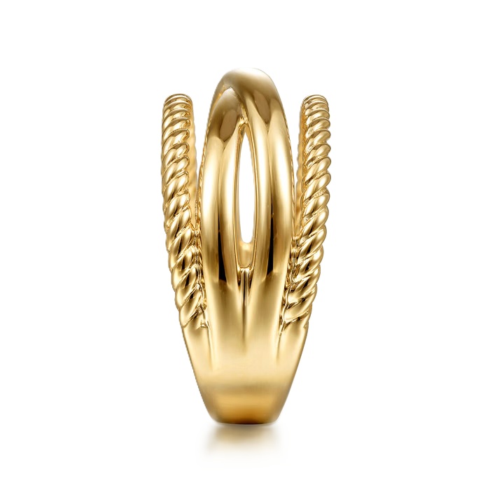 Gabriel & Co. 14K Yellow Gold Hampton Twisted and Plain Criss Cross Ring