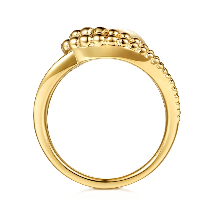 Gabriel & Co. 14K Yellow Gold Plain Pave Bujukan Inter-Locking Link Ring