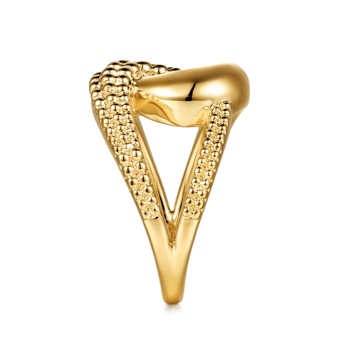 Gabriel & Co. 14K Yellow Gold Plain Pave Bujukan Inter-Locking Link Ring