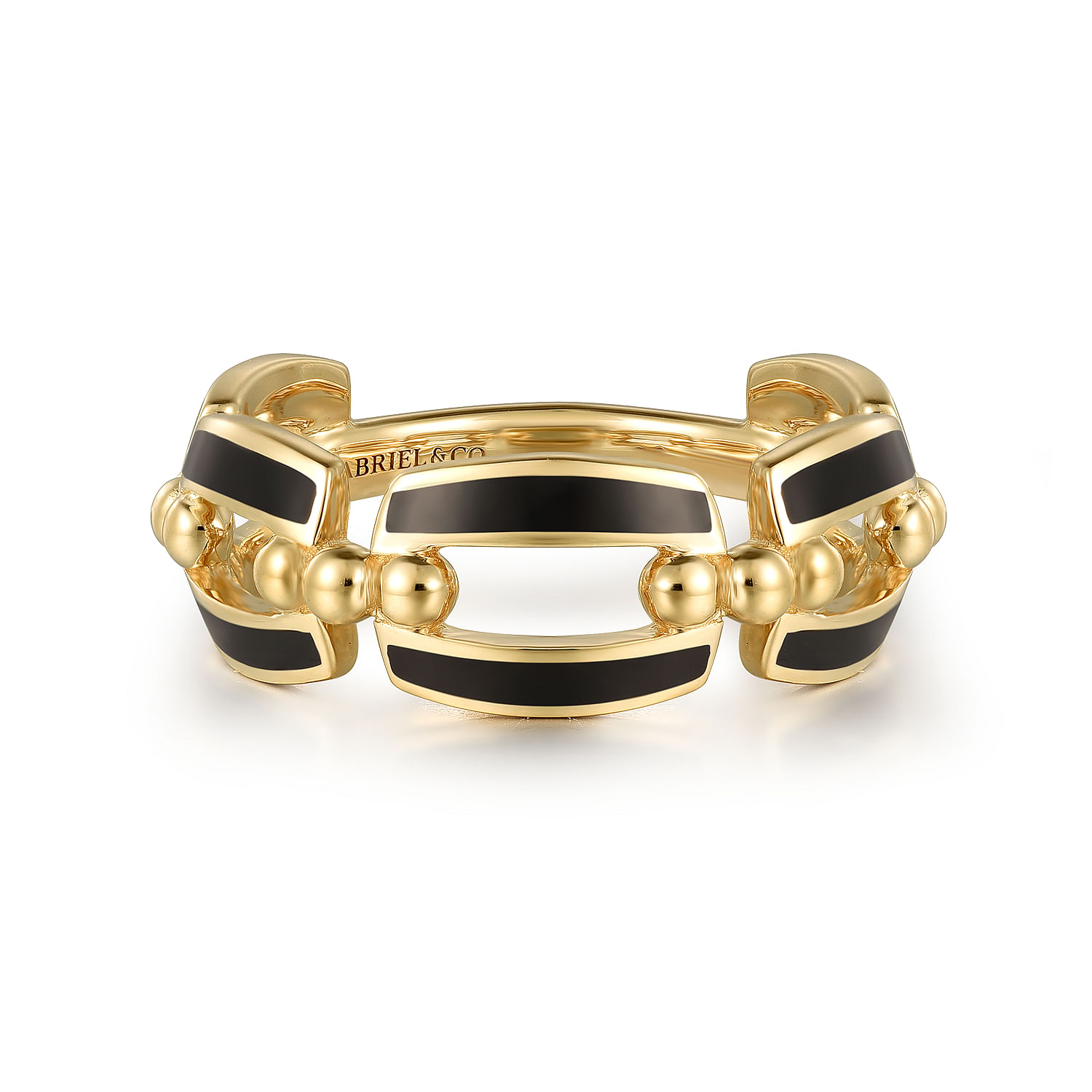 Gabriel & Co. 14K Yellow Gold & Black Enamel Chain Ring